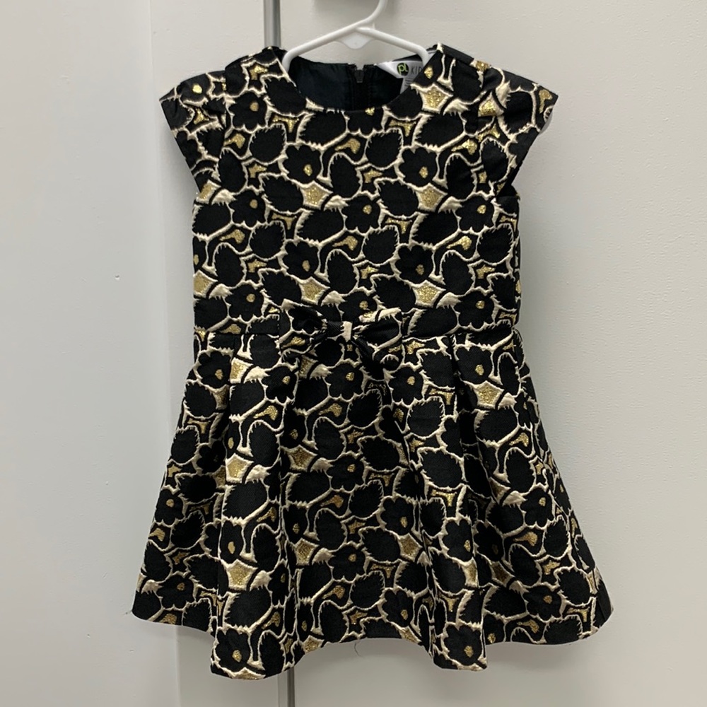 Girls PL Kids black and gold dress - size 2